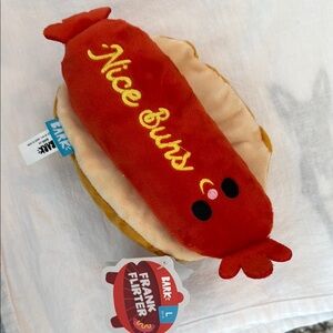 Barkbox Plush Hot Dog Toy with 'Nice Buns' Embroidery
